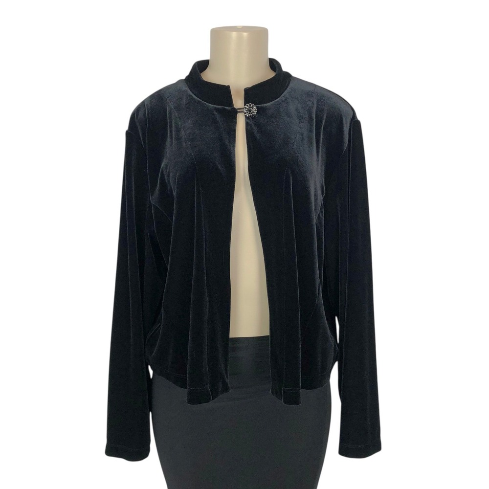 NWT Chicos Black Velvet Crystal Formal Evening Jacket XL Whimsigoth Romantic